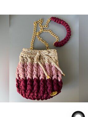 Macrame bucket bag cross body chain purse